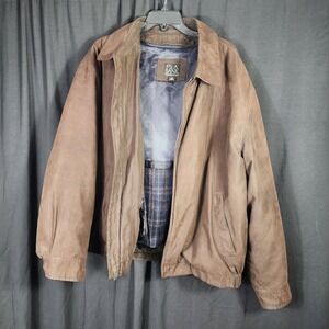Vintage JOS A BANK Mens 1XB Brown Suede‎ Bomber Jacket Removable Lining